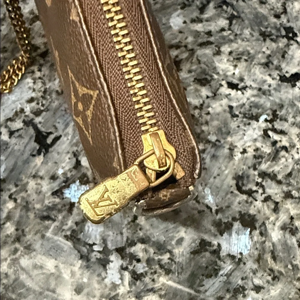Louis Vuitton Brown and Gold Monogram Pouch